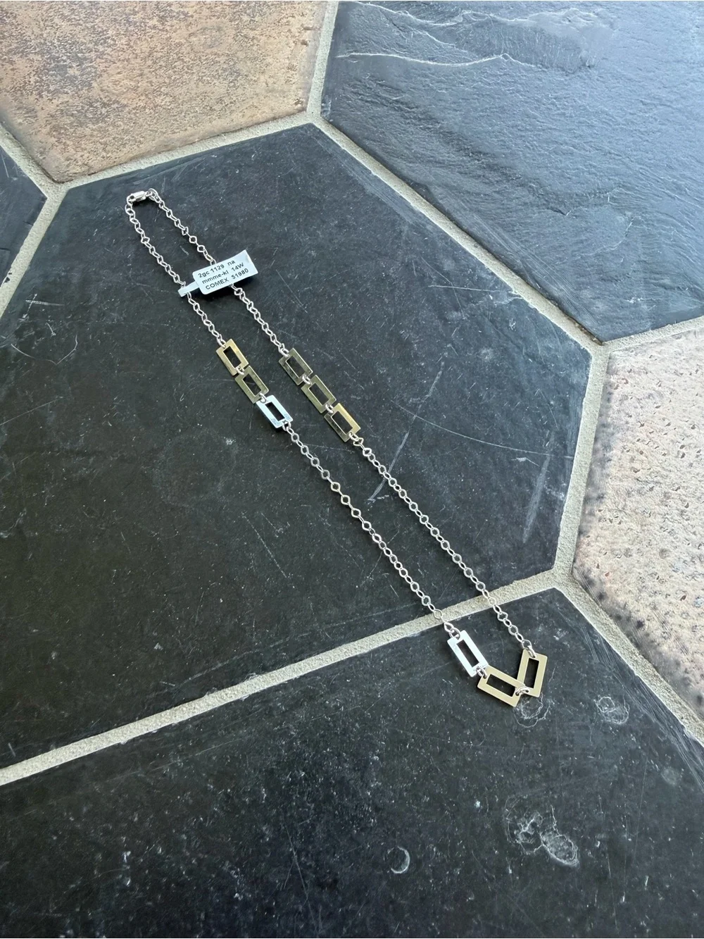 14kt. White Gold Stations Link Necklace 18” long